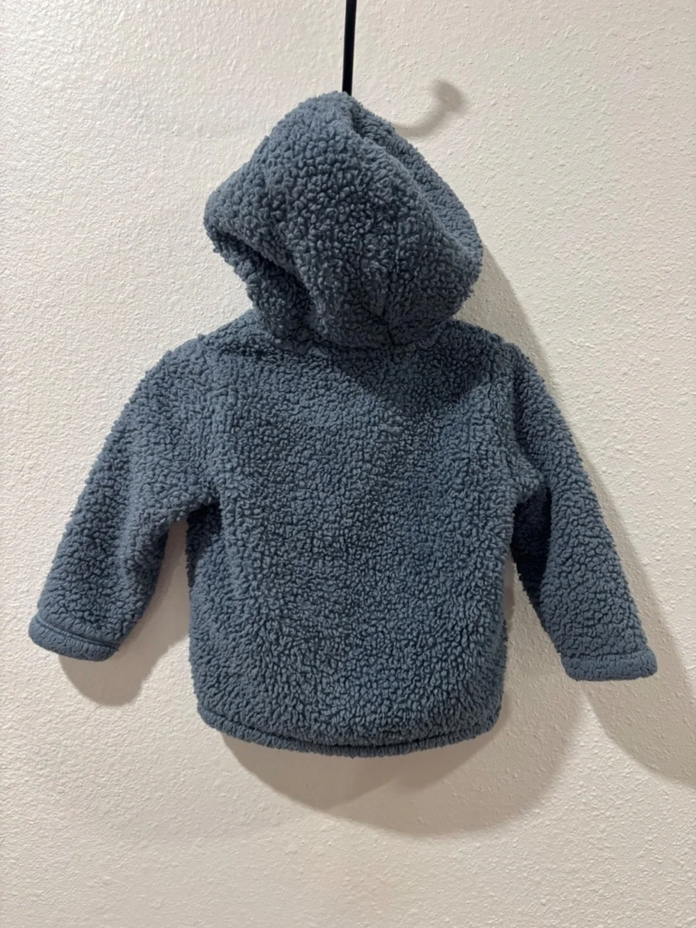 Hooded blue-gray Carter's sherpa fleece baby jacket featuring full front zipper